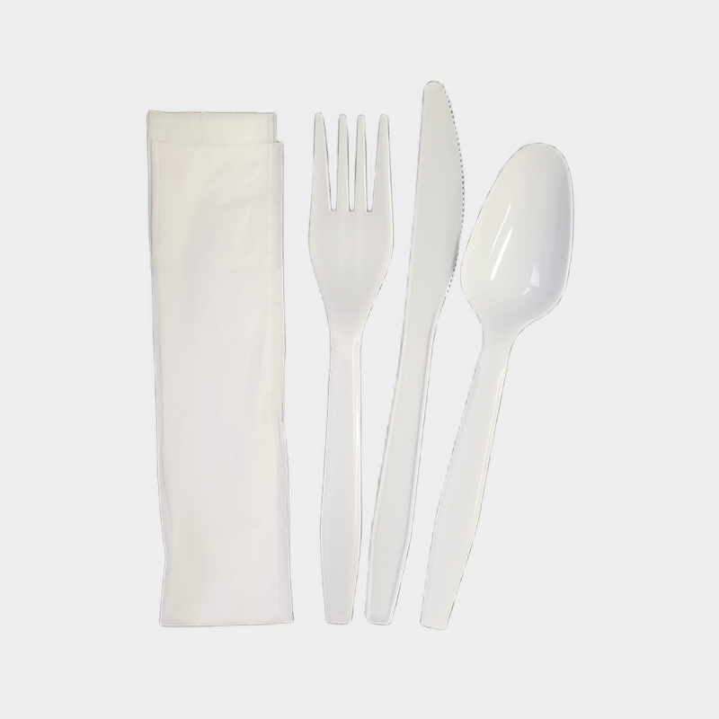 Cutlery Kit, Medium weight, 4 Piece kit, White Color